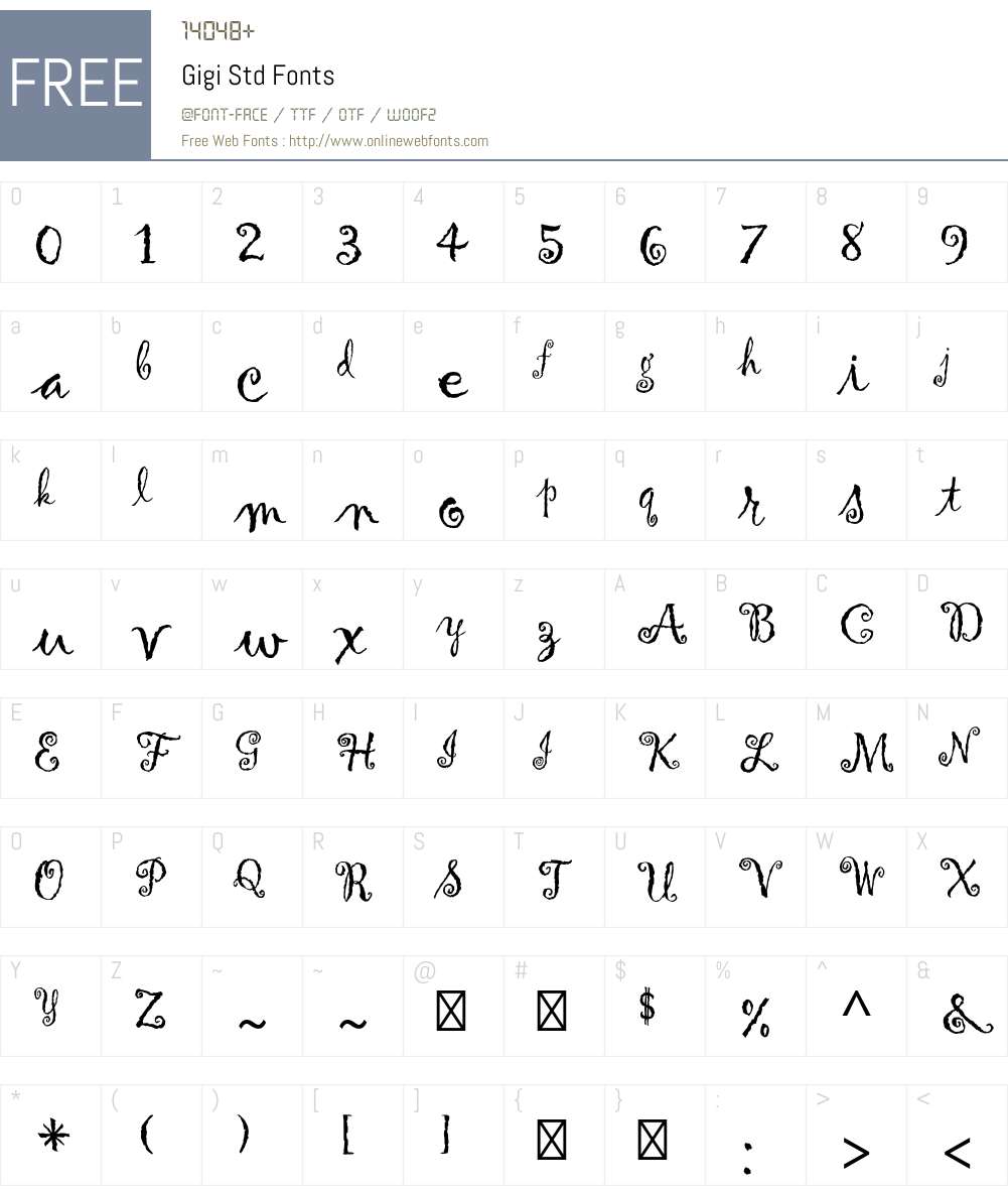Gigi Std Font Screenshots