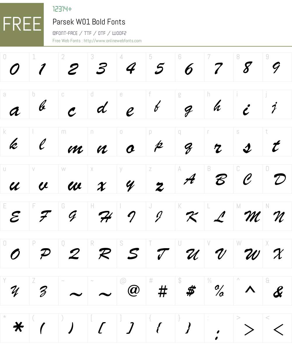 ParsekW01-Bold Font Screenshots