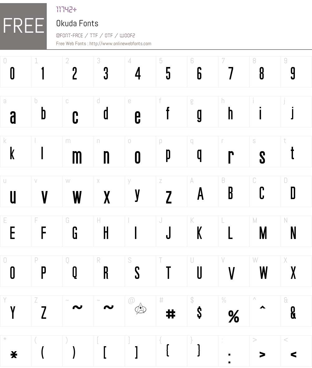 Okuda Font Screenshots