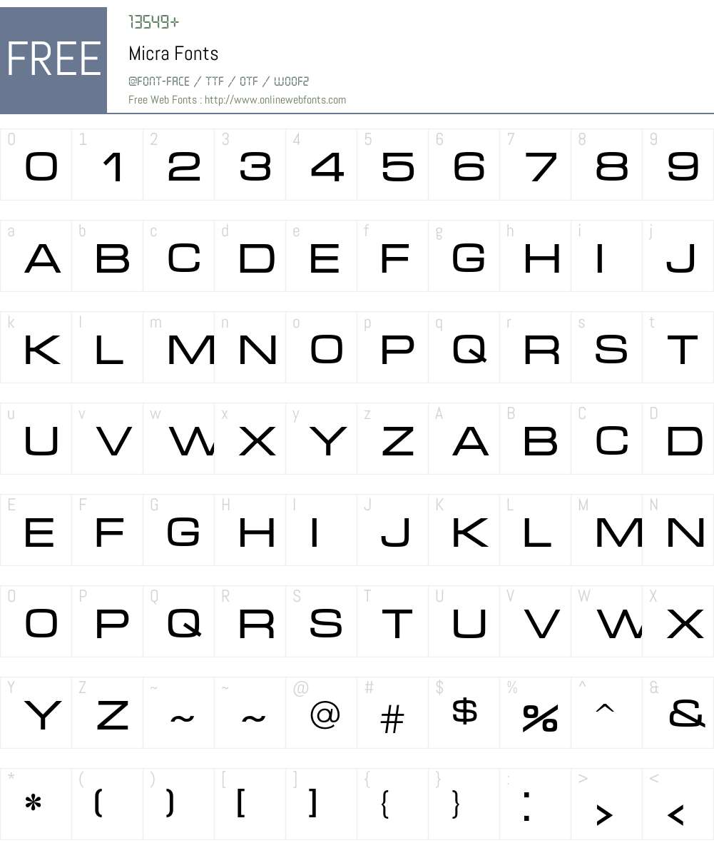 Micra Font Screenshots