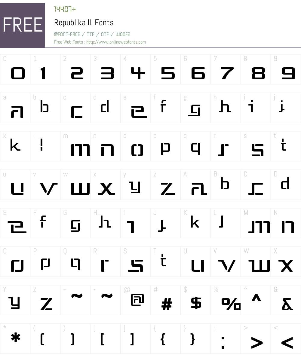 Republika III Font Screenshots