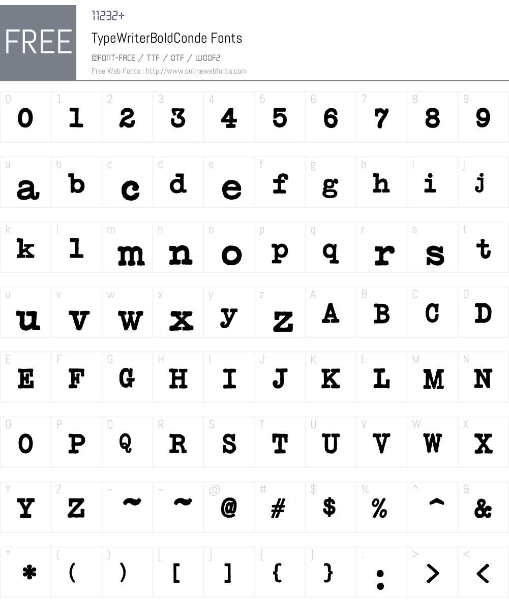 TypeWriterBoldConde Font Screenshots