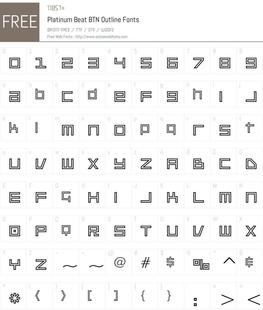 Platinum Beat BTN Outline Font Screenshots