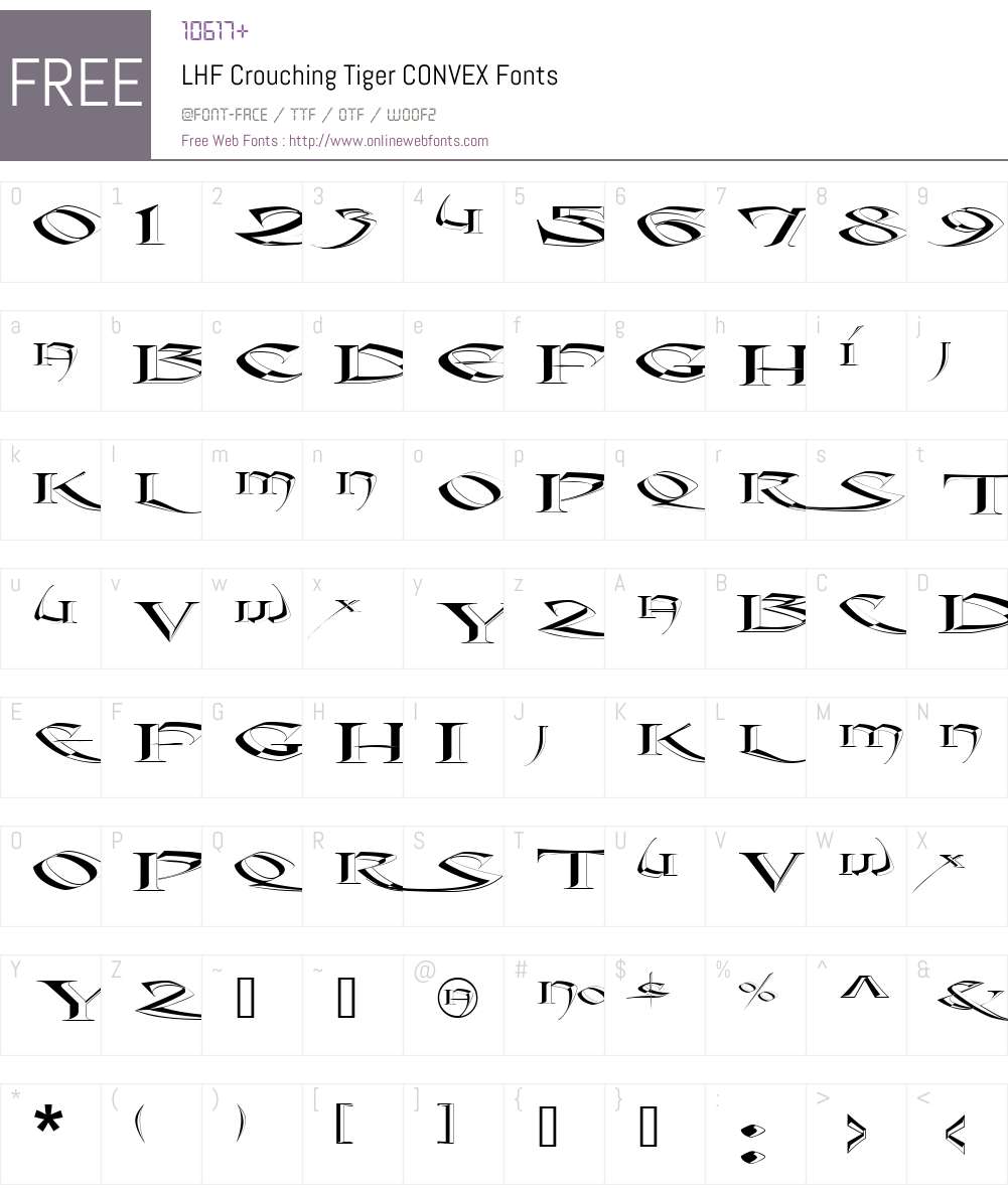 LHF Crouching Tiger CONVEX Font Screenshots