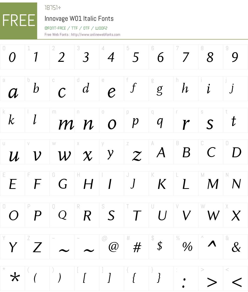 InnovageW01-Italic Font Screenshots