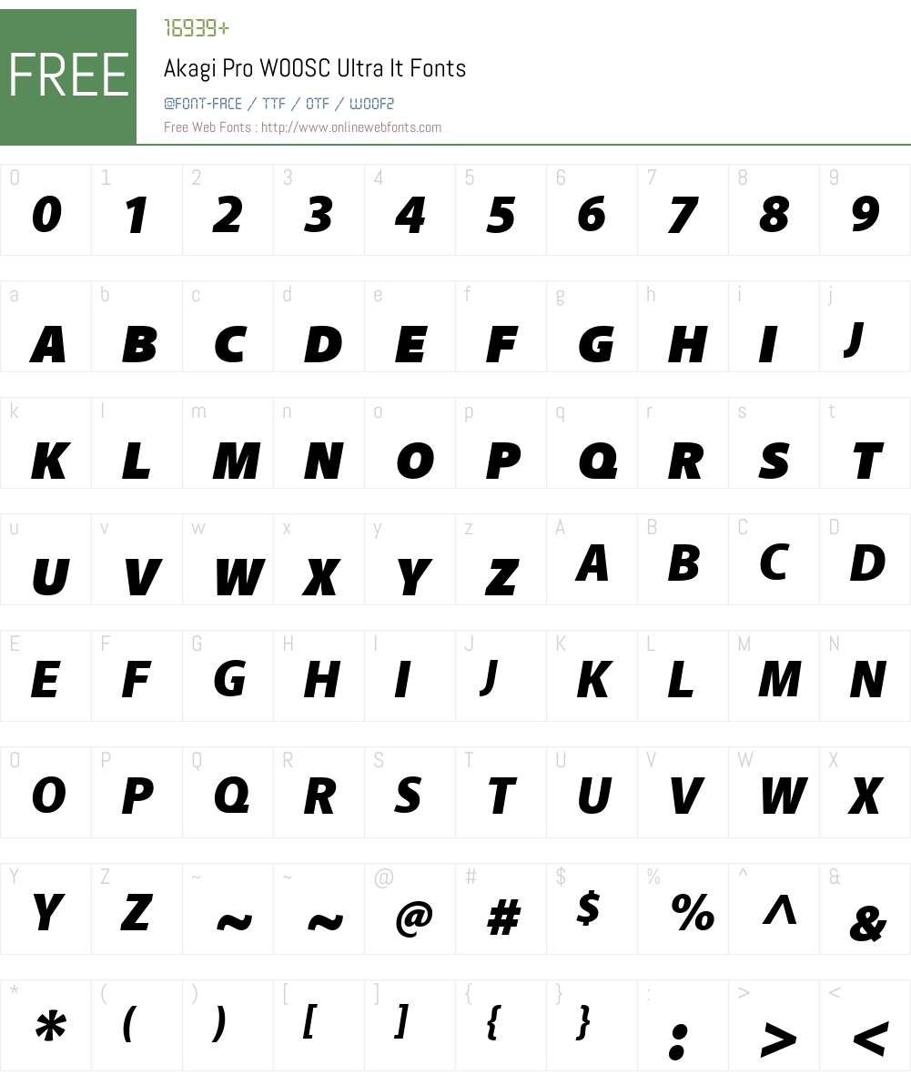 Akagi Pro Font Screenshots
