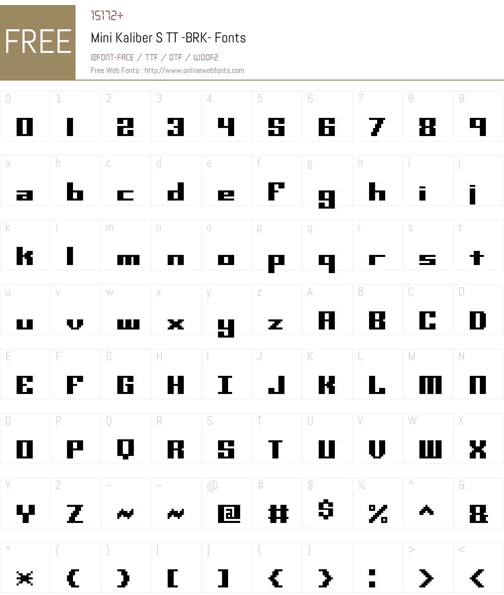 Mini Kaliber S TT (BRK) Font Screenshots