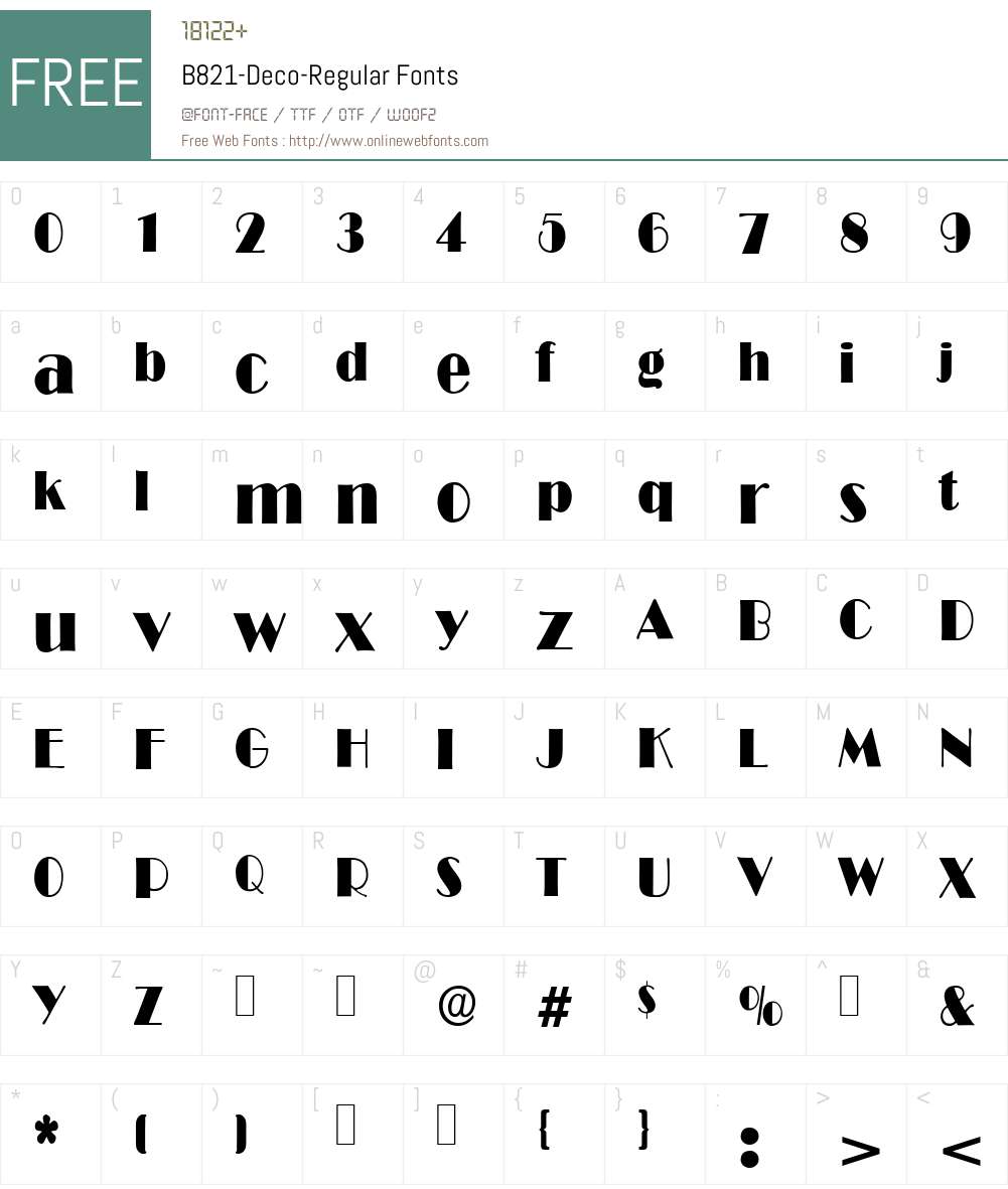 B821-Deco Font Screenshots