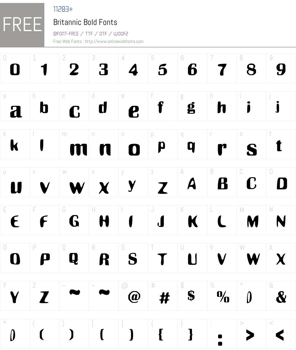 Britannic Bold Font Screenshots