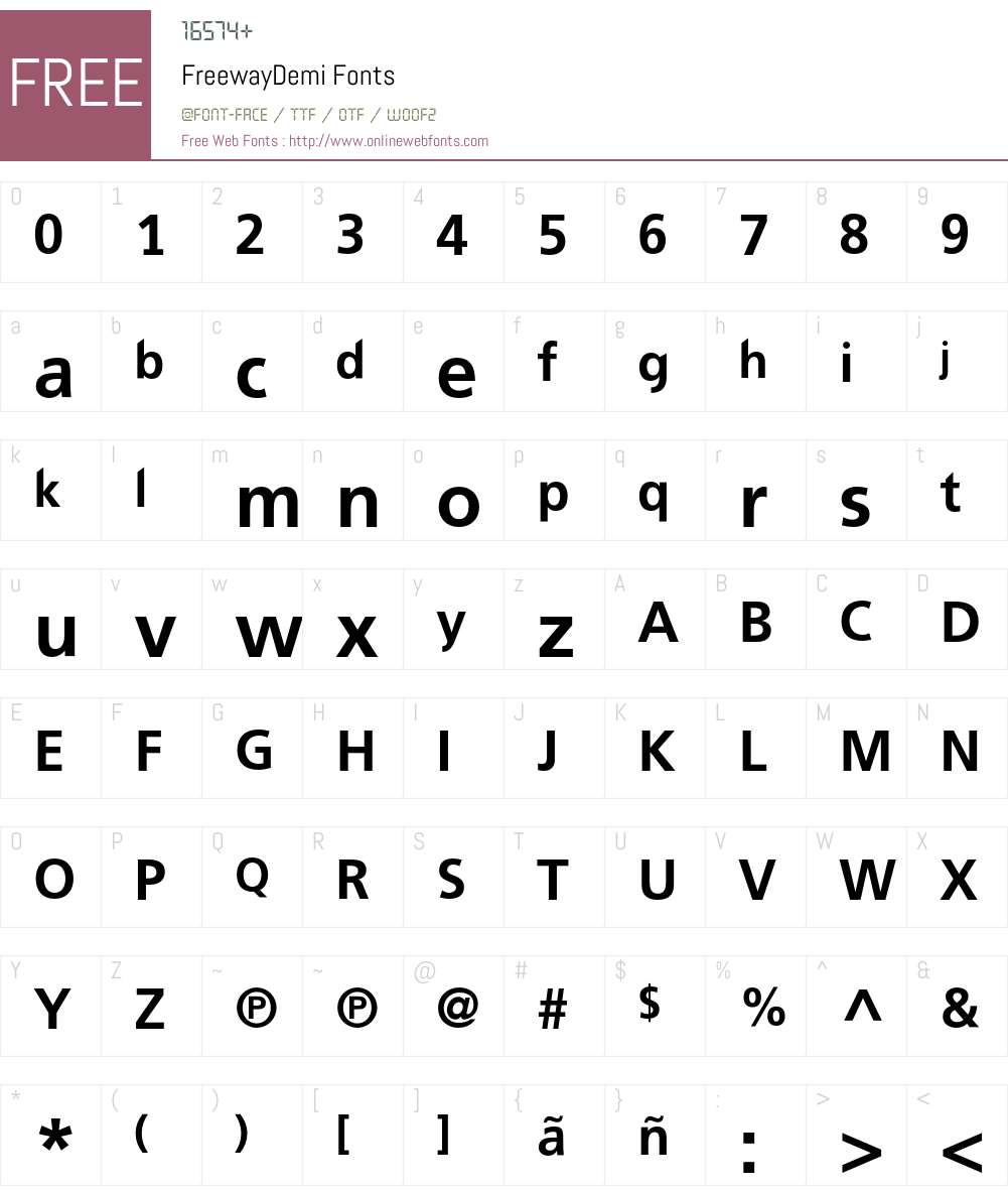 FreewayDemi Font Screenshots