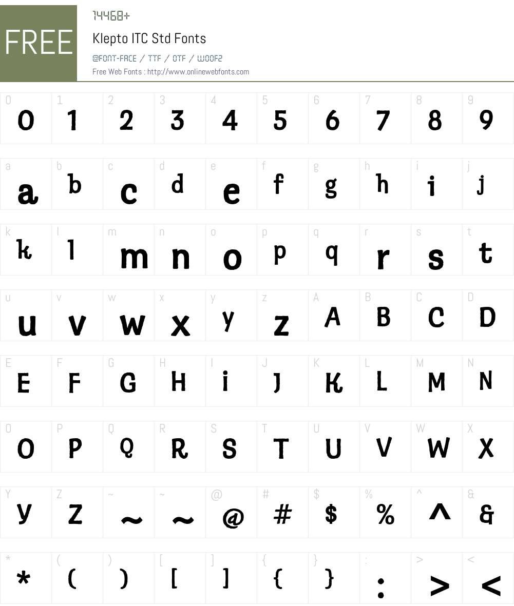Klepto ITC Std Font Screenshots