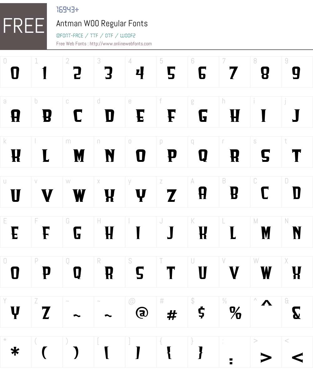 AntmanW00-Regular Font Screenshots