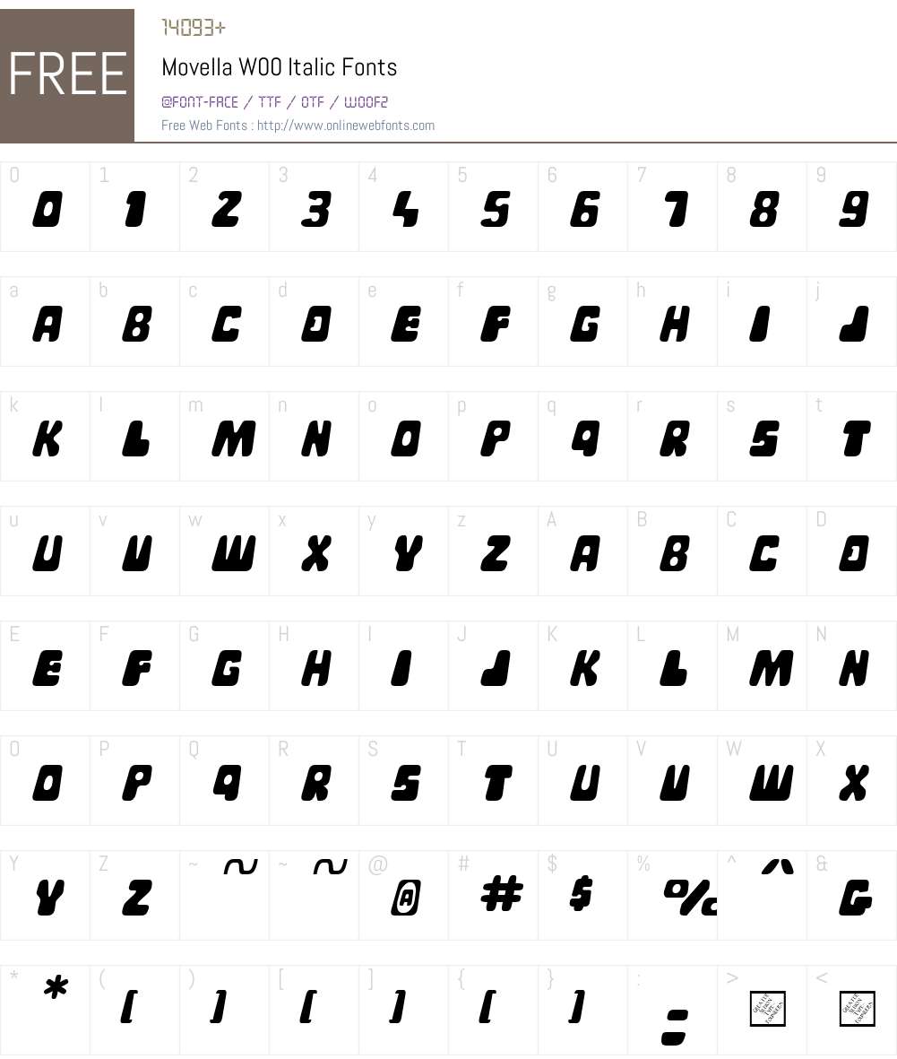 MovellaW00-Italic Font Screenshots