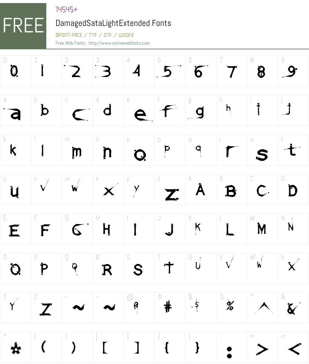 DamagedSataLightExtended Font Screenshots