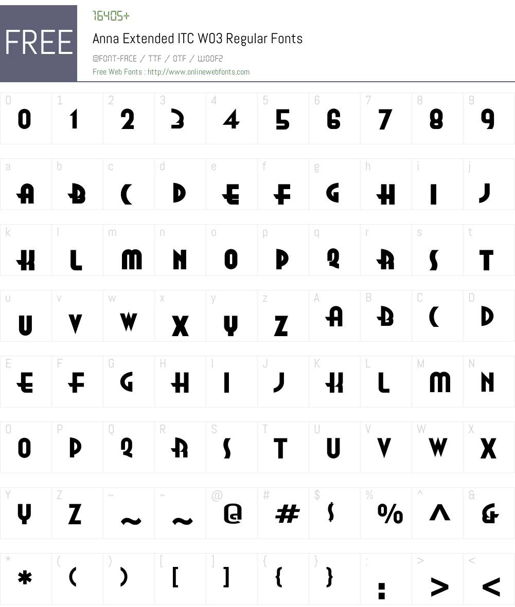 AnnaExtendedITCW03-Regular Font Screenshots