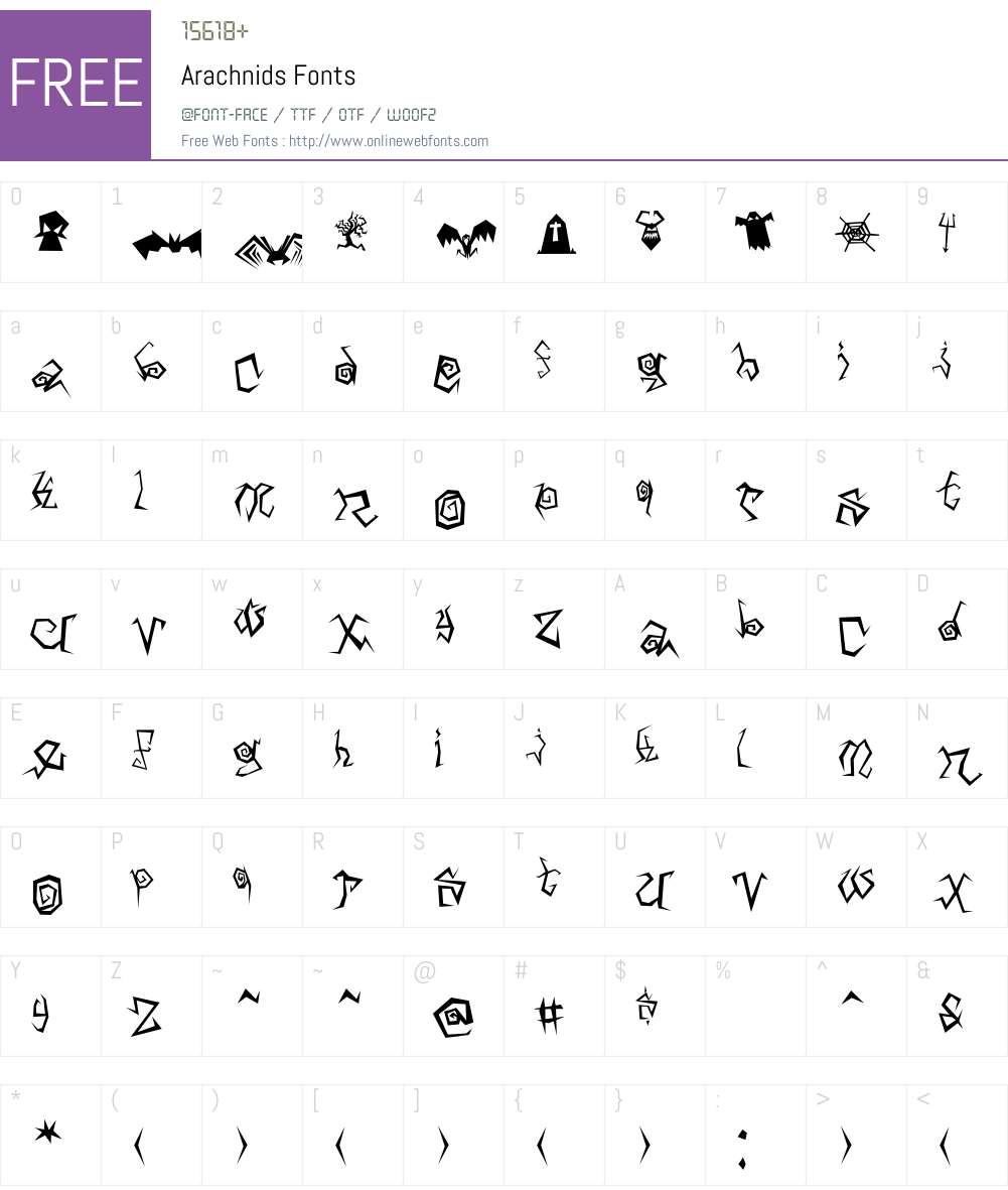 Arachnids Font Screenshots