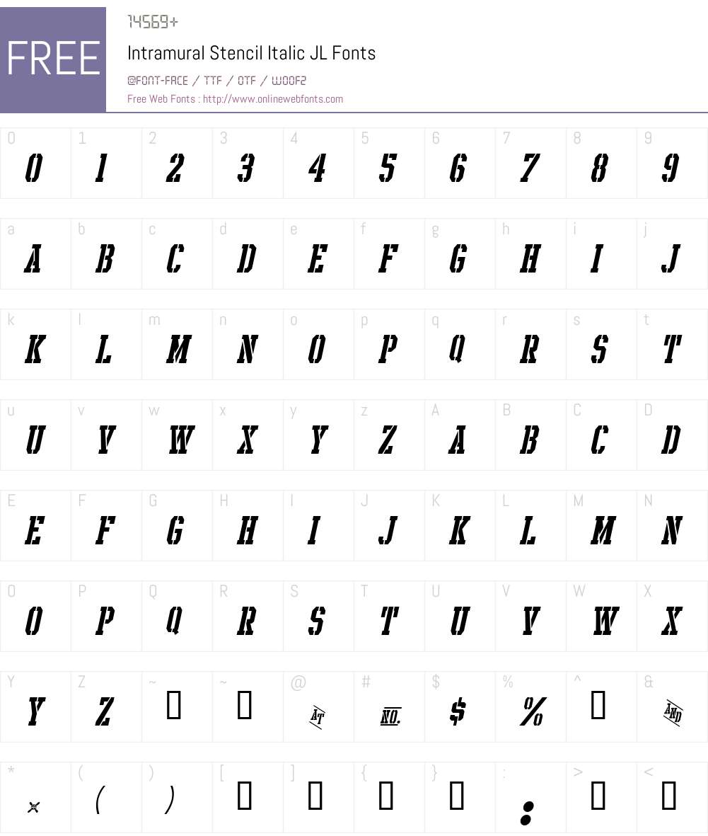 Intramural Stencil Italic JL Font Screenshots