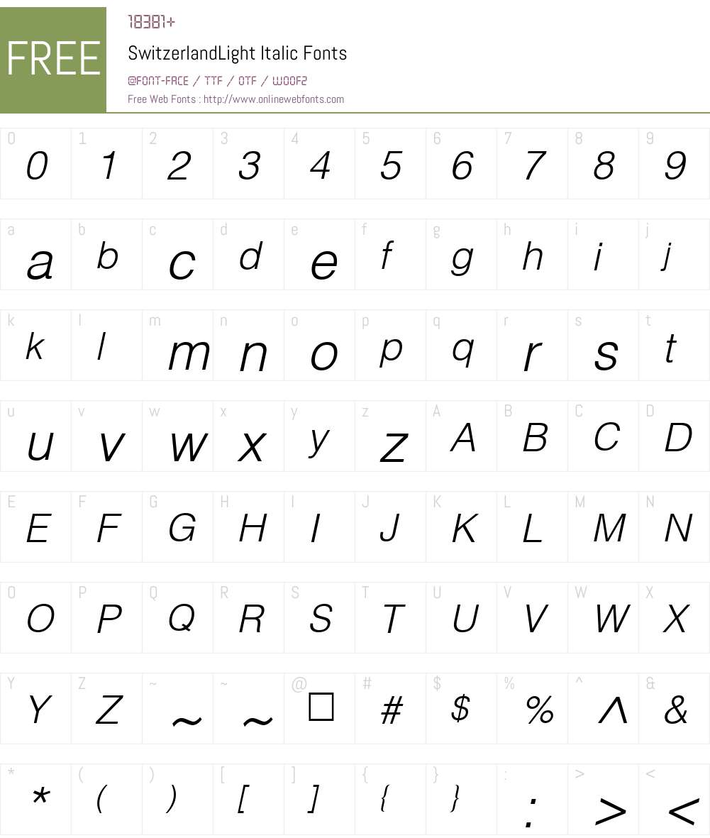 SwitzerlandLight Font Screenshots