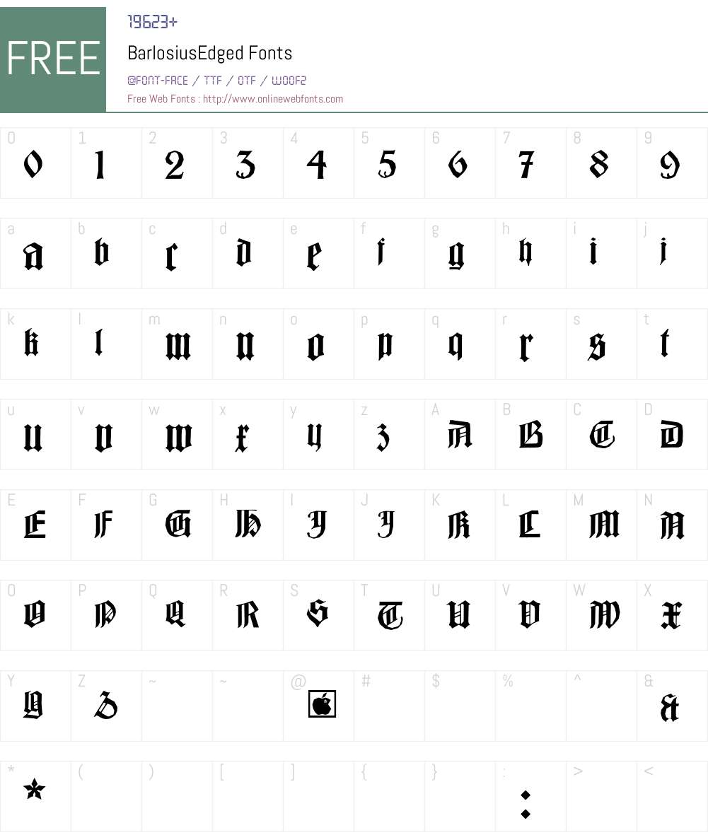 BarlosiusEdged Font Screenshots