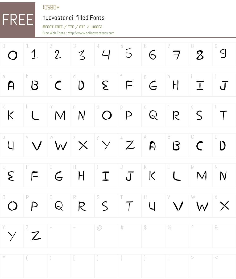 nuevostencil filled Font Screenshots