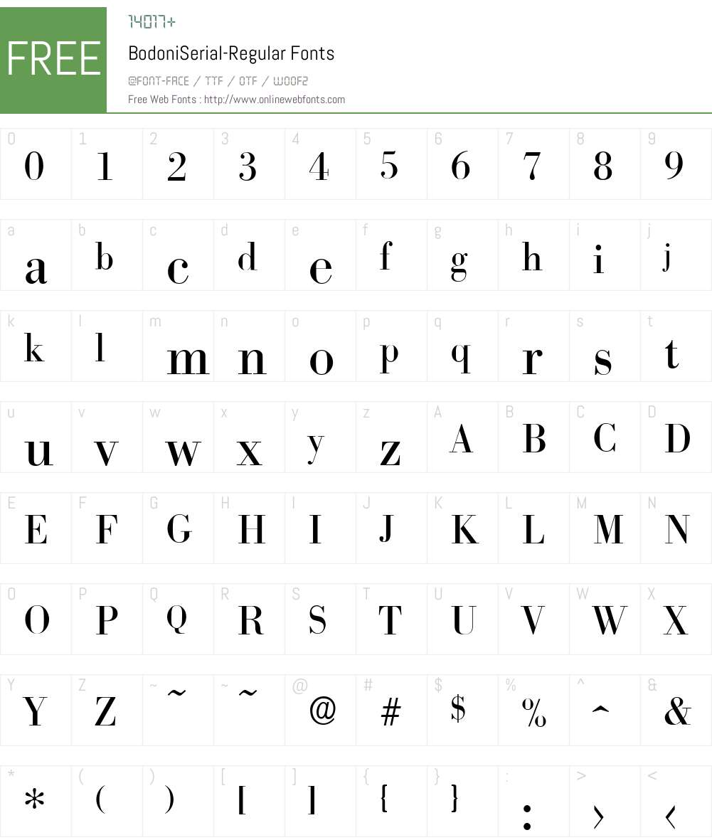 BodoniSerial Font Screenshots