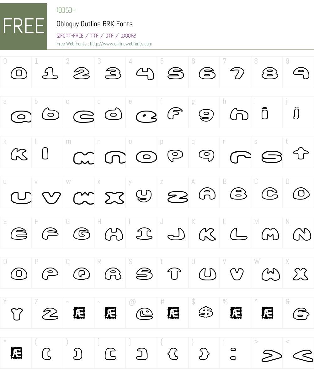 Obloquy Outline BRK Font Screenshots