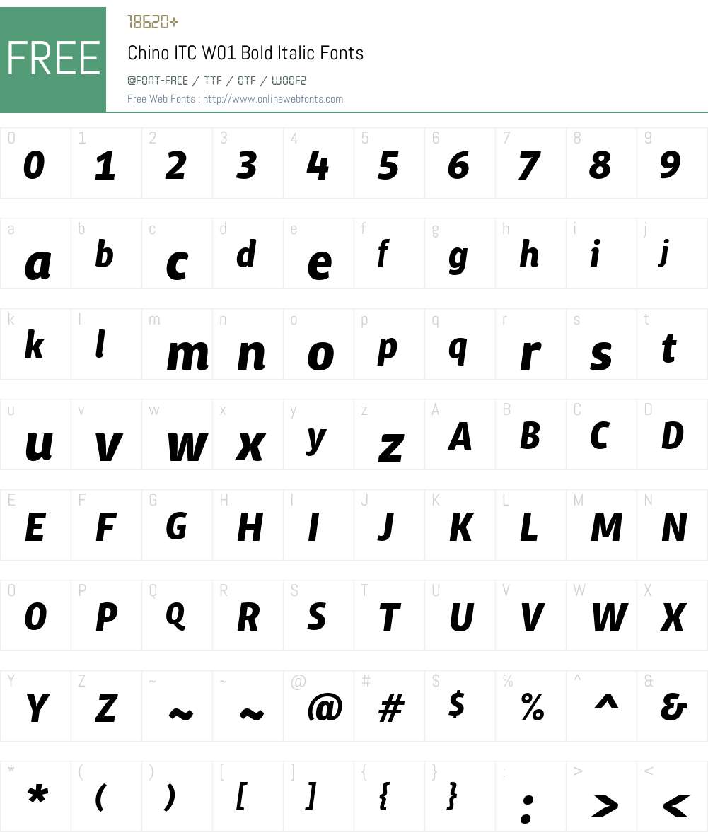 ChinoITCW01-BoldItalic Font Screenshots