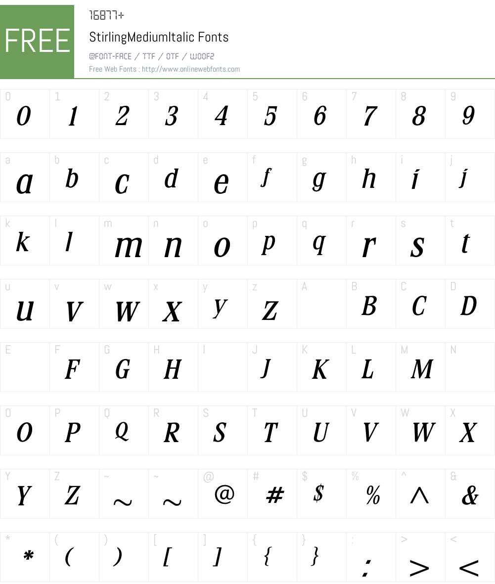 StirlingMediumItalic Font Screenshots