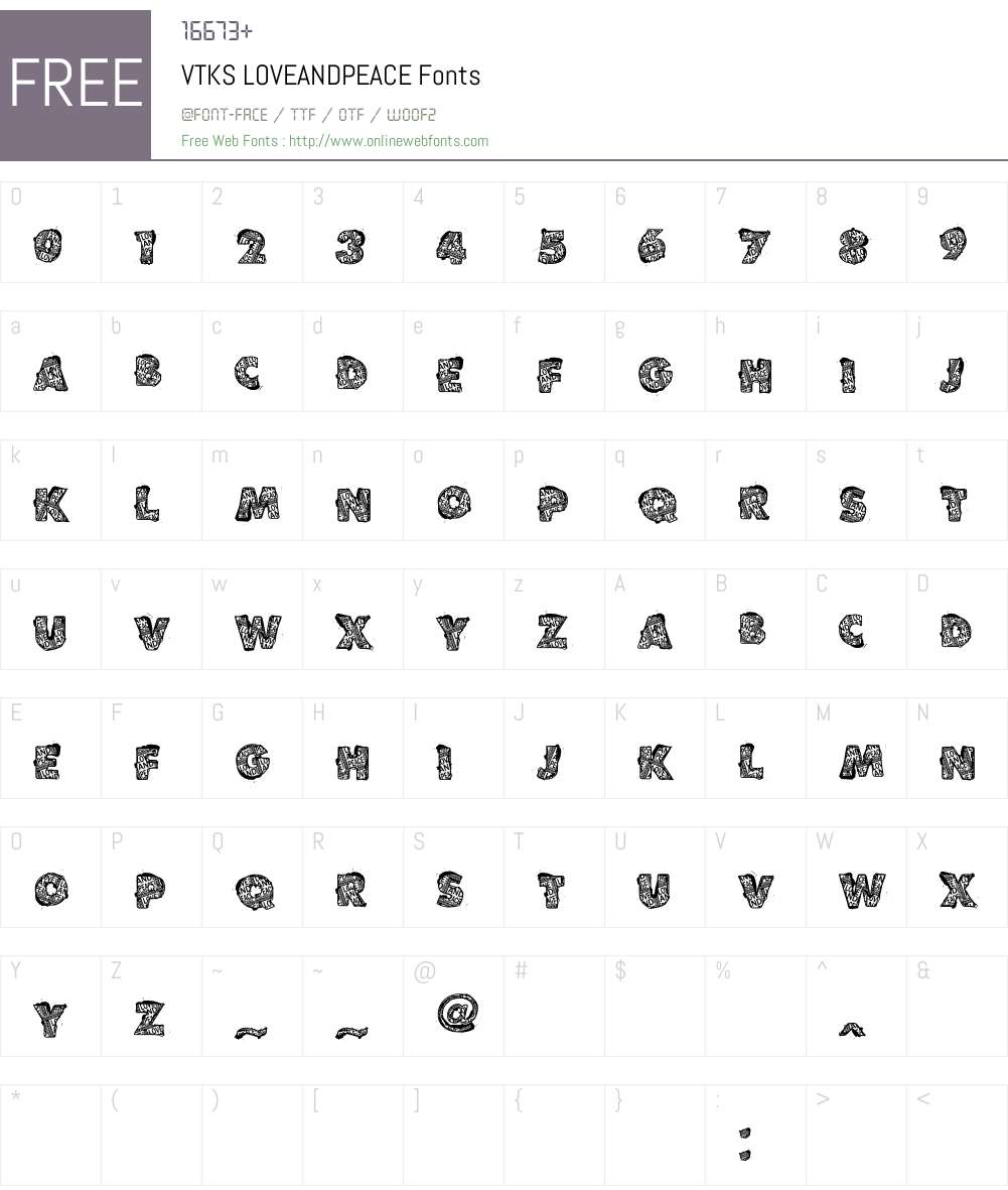 VTKS LOVEANDPEACE Font Screenshots