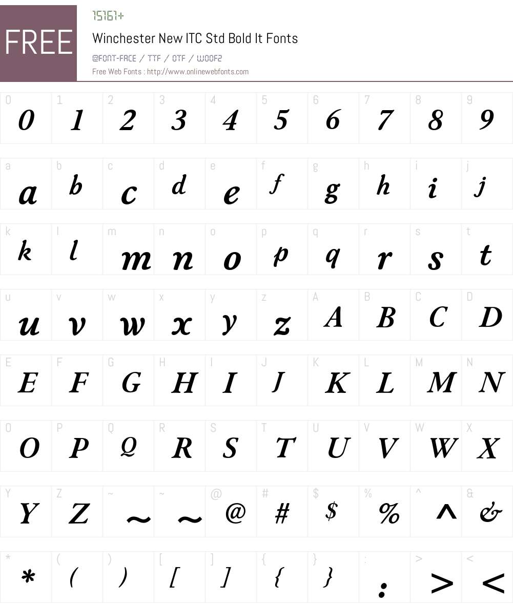 Winchester New ITC Std Font Screenshots