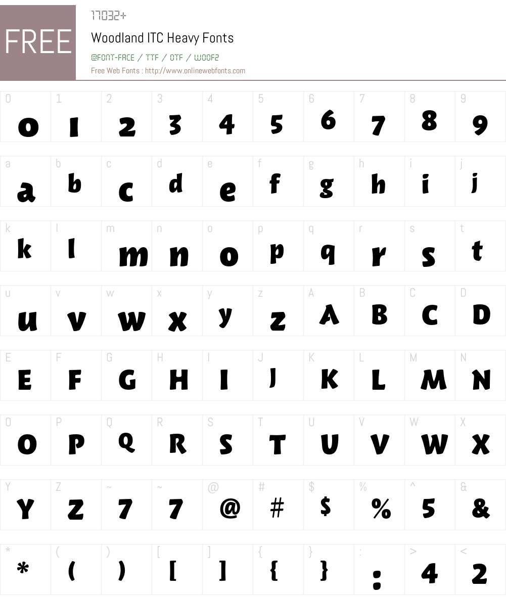 Woodland ITC Font Screenshots