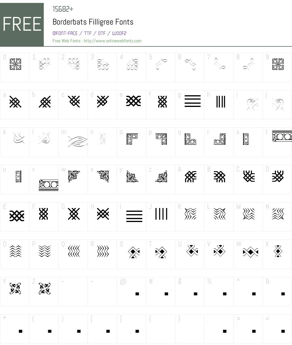 Borderbats-Filligree Font Screenshots