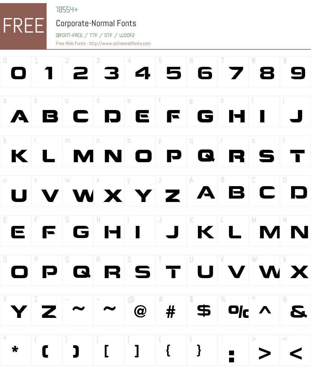 Corporate-Normal Font Screenshots