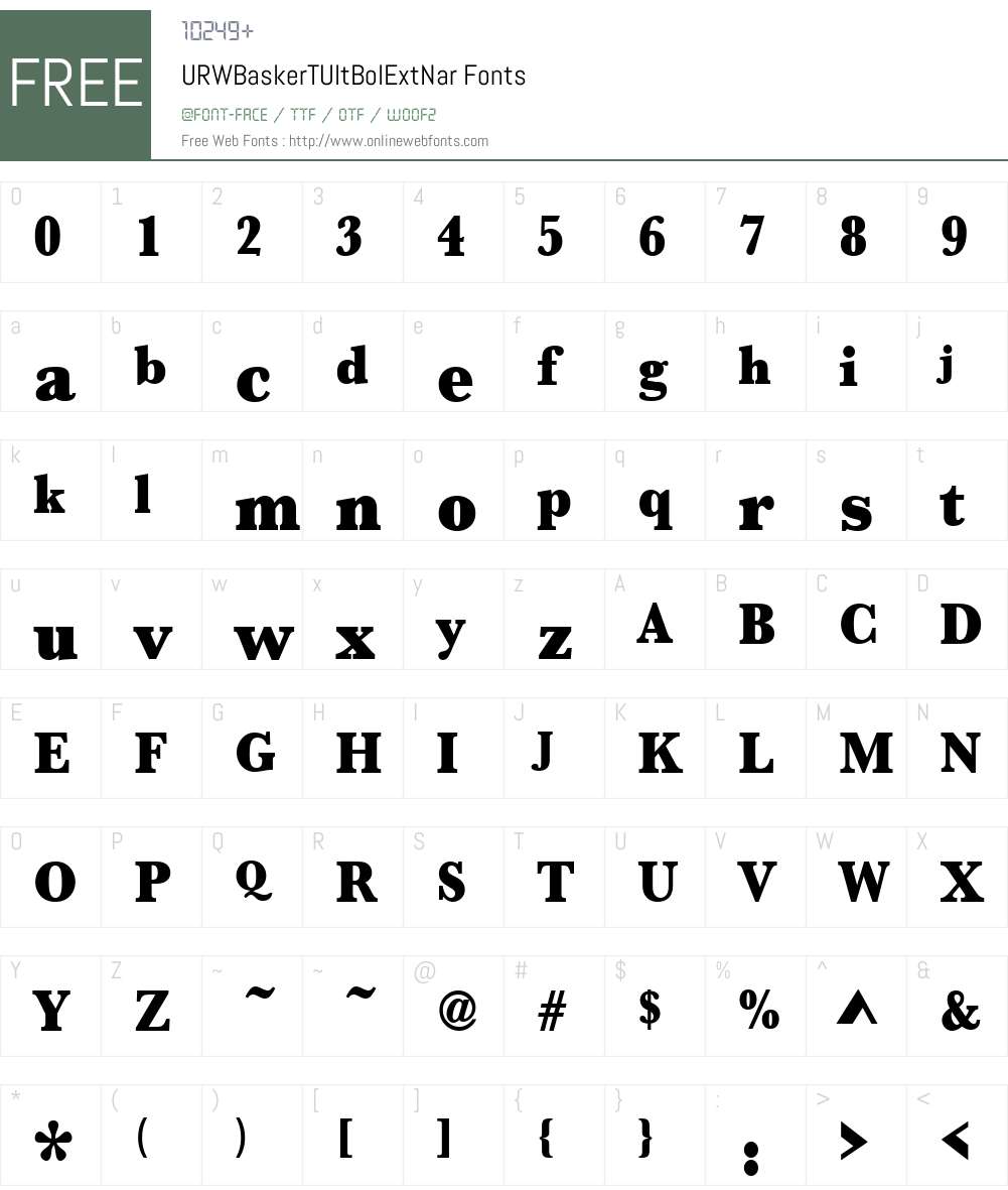 URWBaskerTUltBolExtNar Font Screenshots