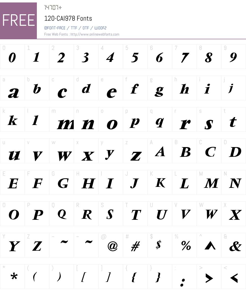 120-CAI978 Font Screenshots
