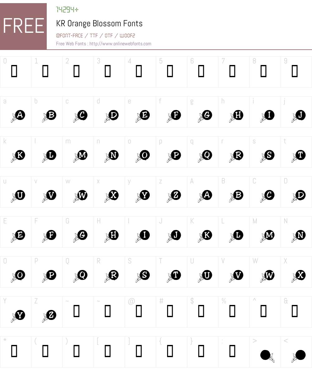 KR Orange Blossom Font Screenshots