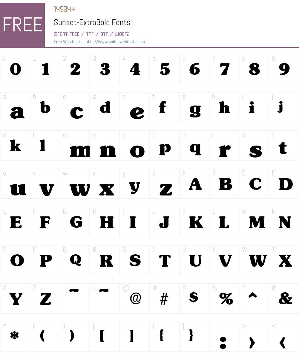 Sunset-ExtraBold Font Screenshots