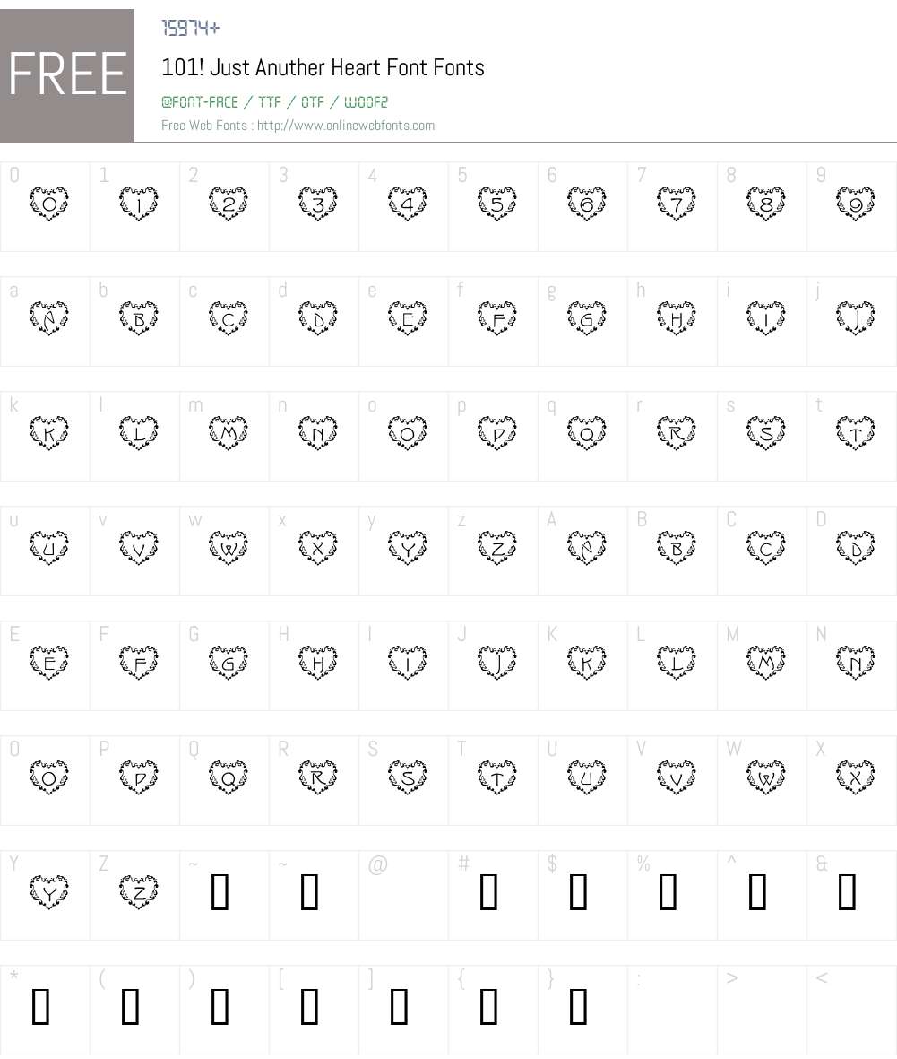 101! Just Anuther Heart Font Font Screenshots
