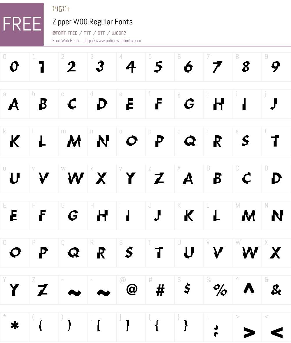 ZipperW00-Regular Font Screenshots