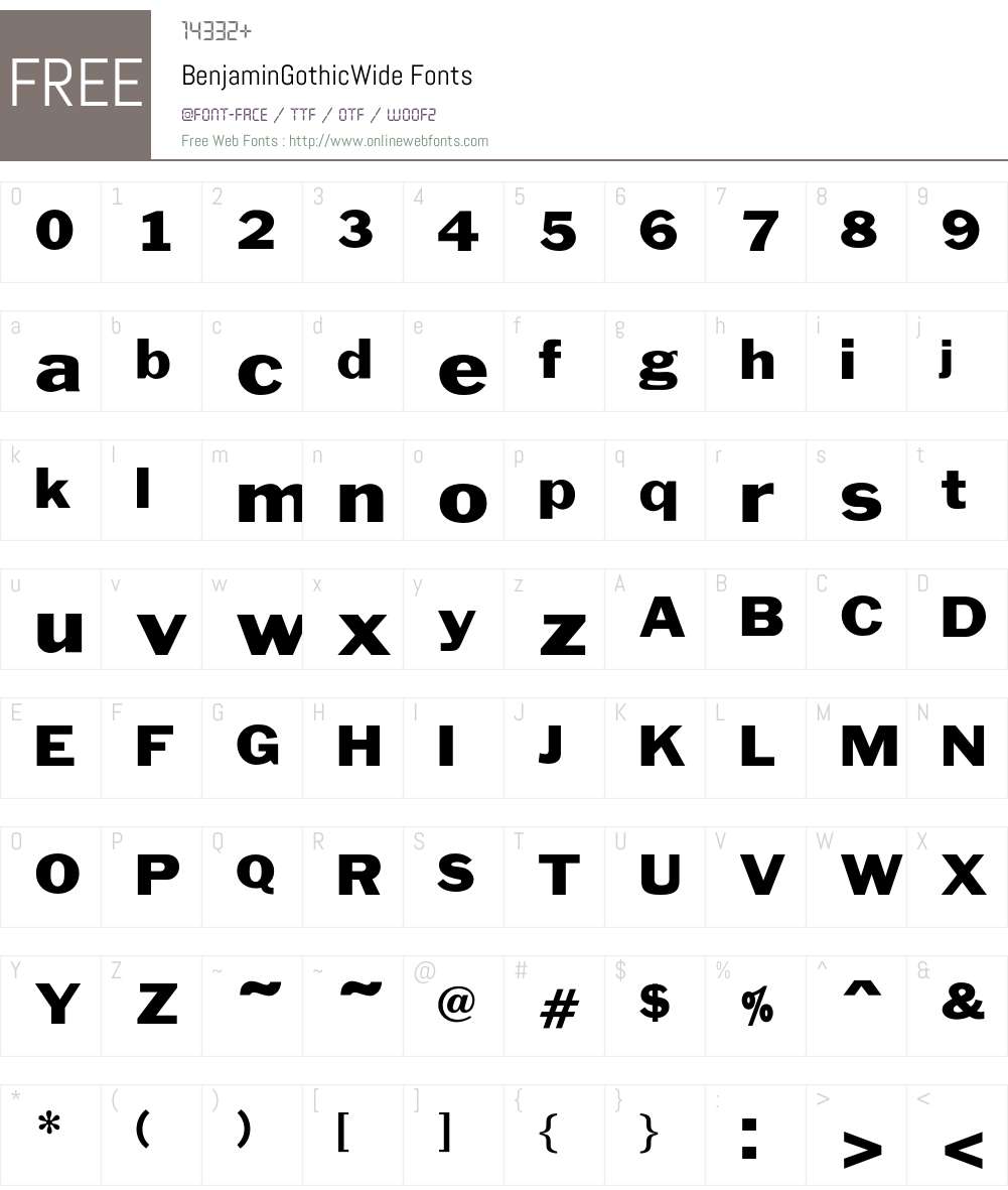BenjaminGothicWide Font Screenshots