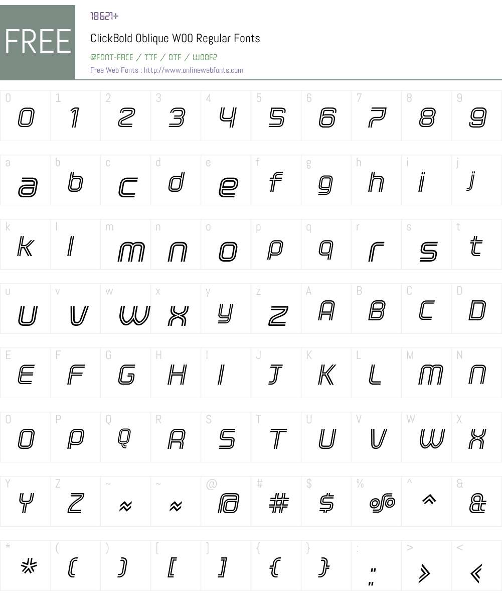 ClickBold Oblique Font Screenshots