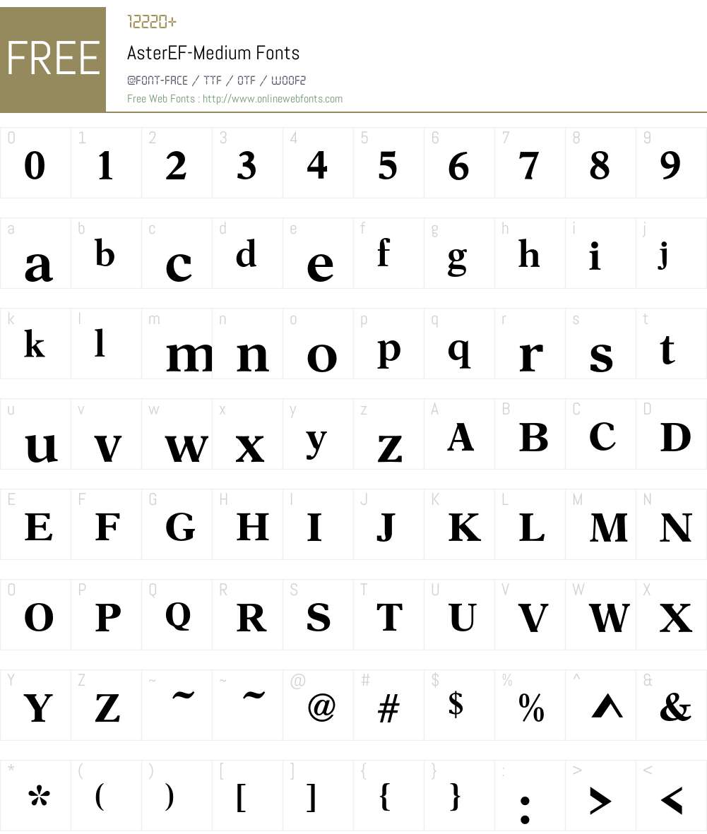 AsterEF Font Screenshots