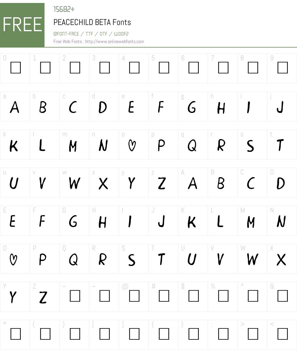 PEACECHILD Font Screenshots