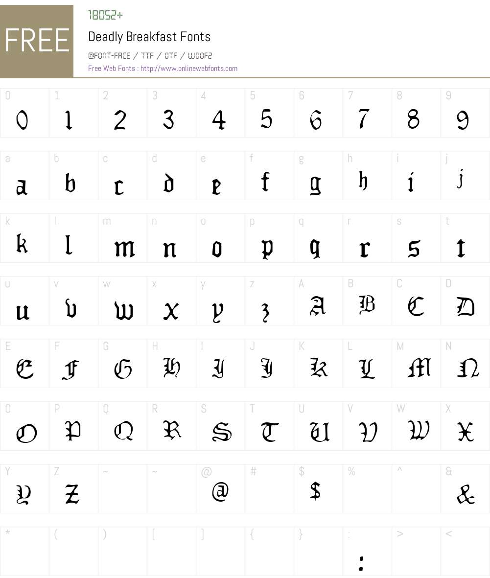 Deadly Breakfast Font Screenshots