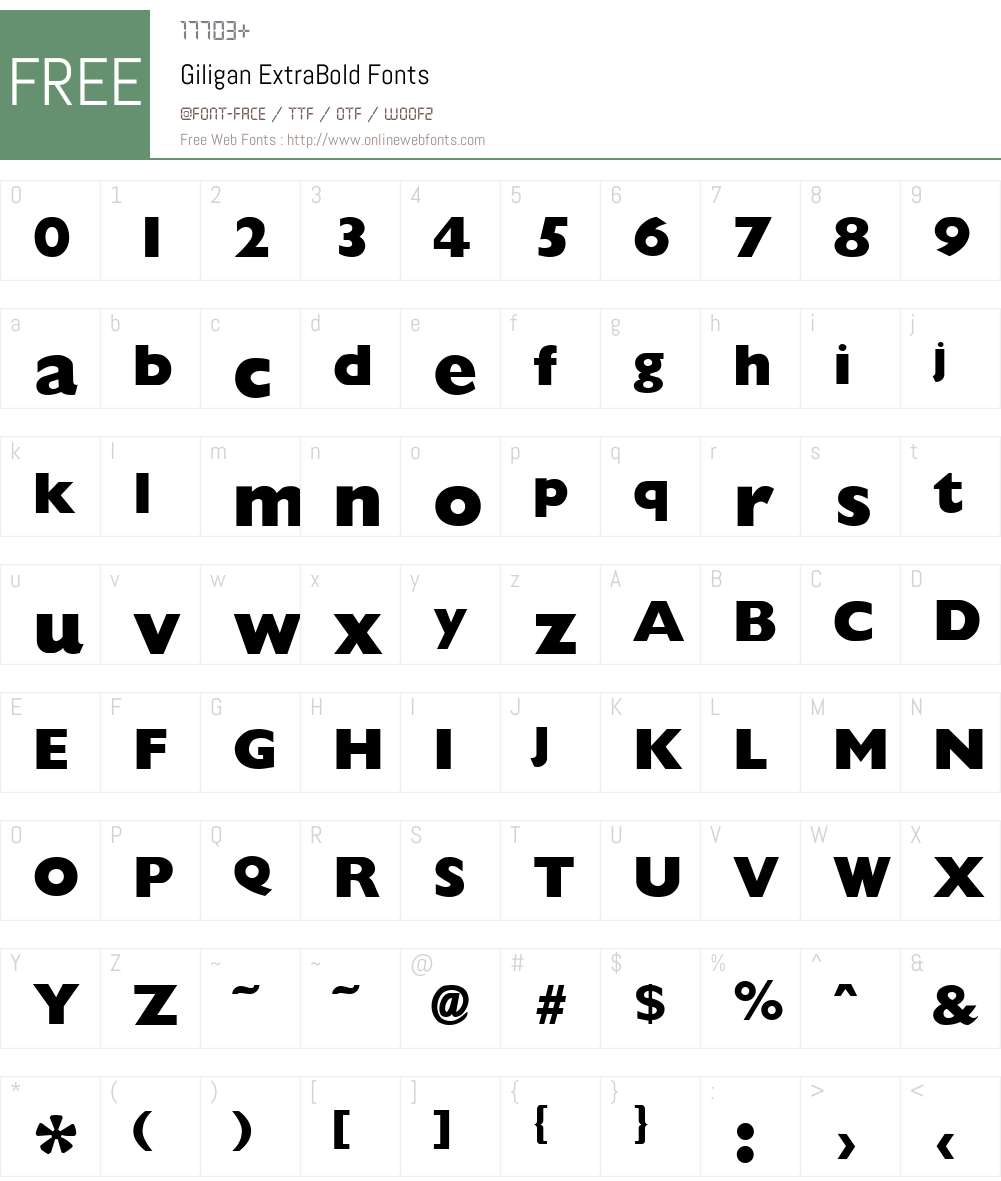 Giligan ExtraBold Font Screenshots