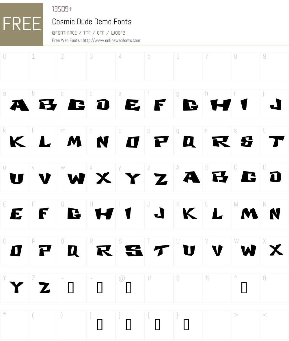 Cosmic Dude Demo Font Screenshots