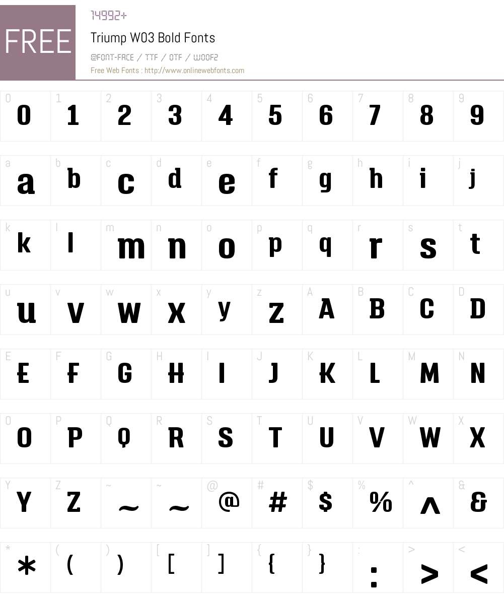 Triump Font Screenshots