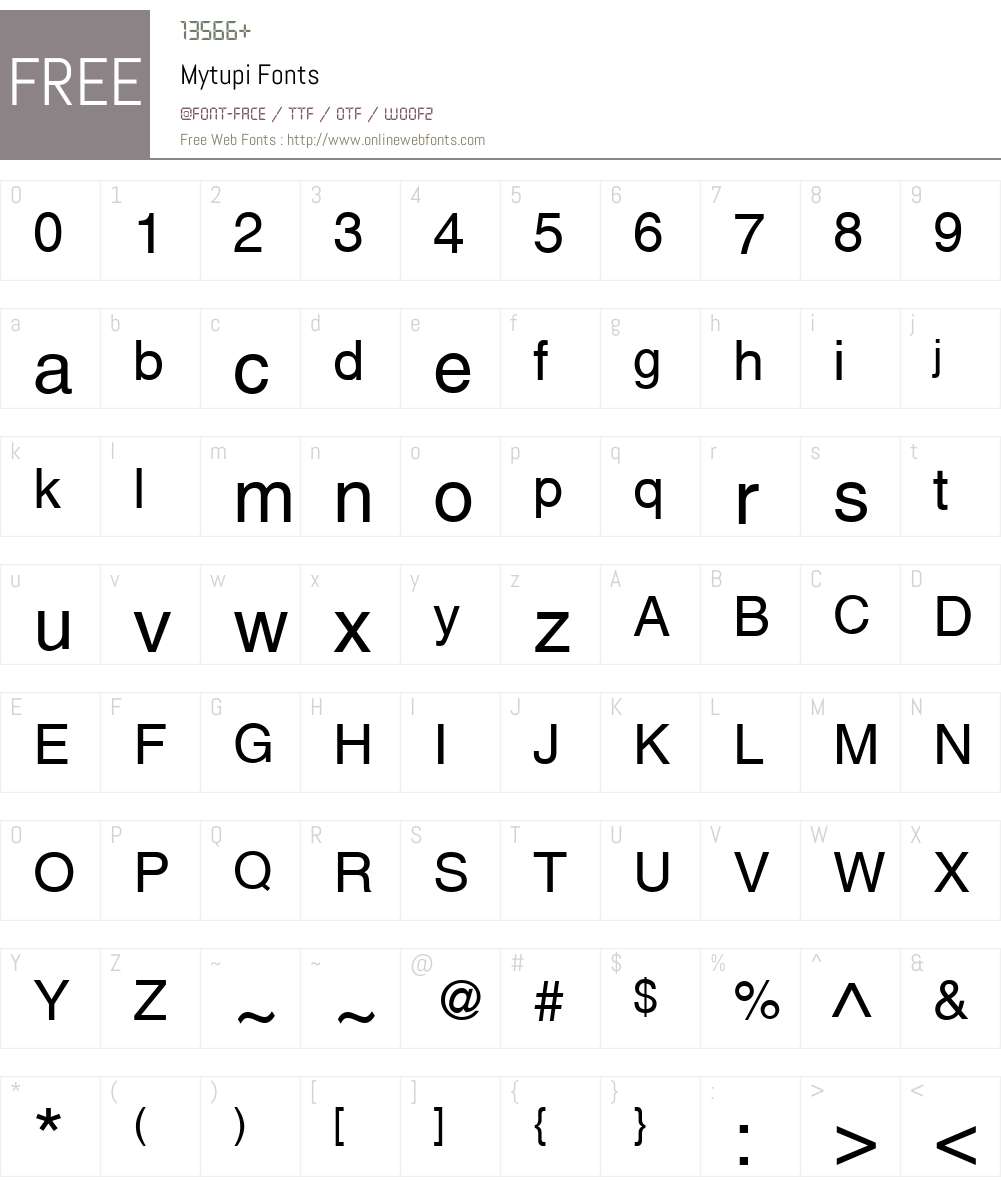 Mytupi Font Screenshots