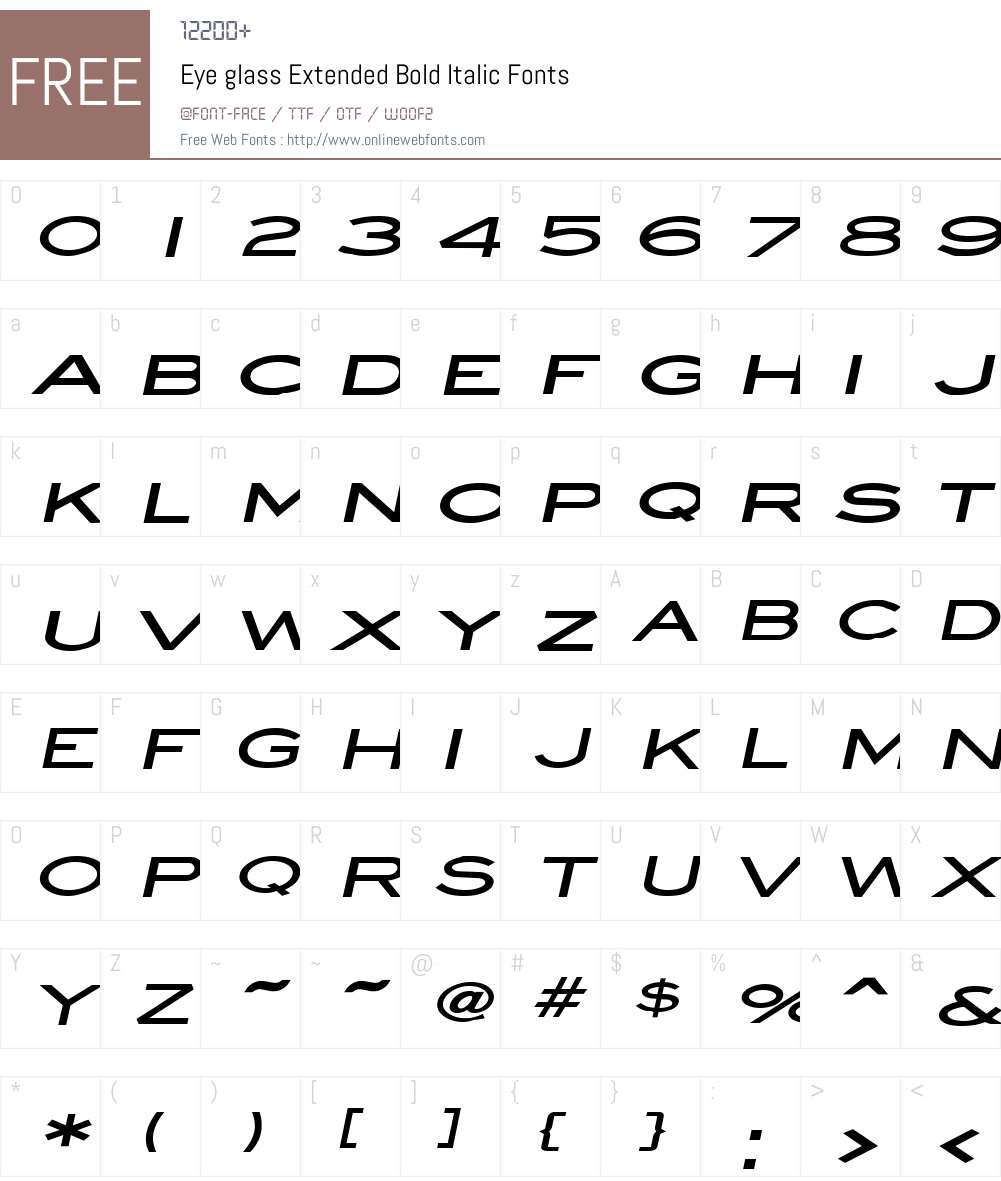 Eye glass Extended Font Screenshots