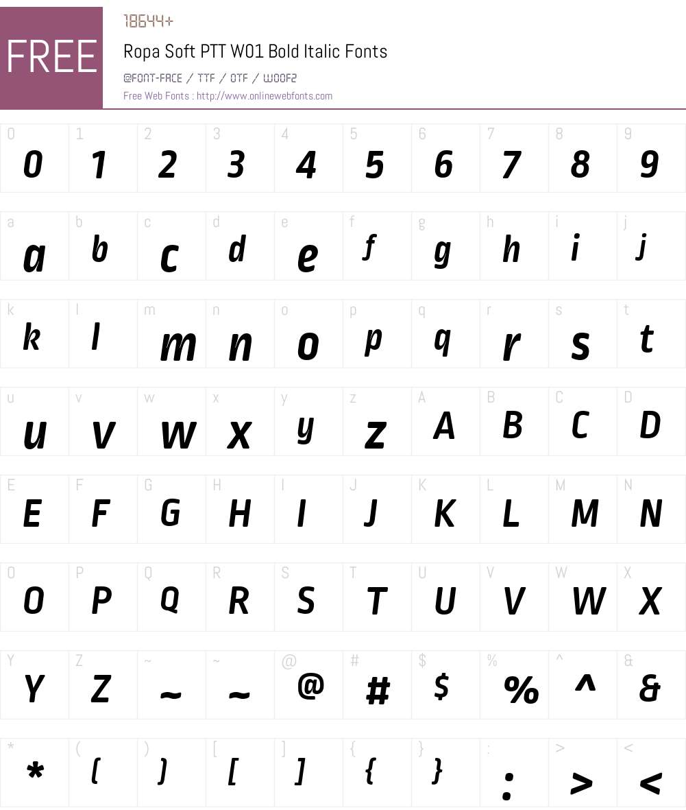 RopaSoftPTTW01-BoldItalic Font Screenshots